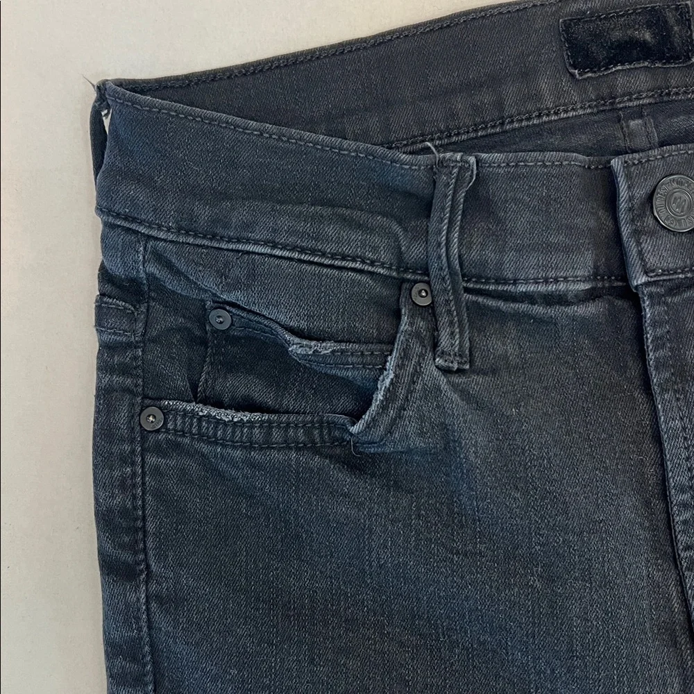 MOTHER THE MID RISE DAZZLER ANKLE BLACK JEANS IN NOT GUILY WASH SIZE 25